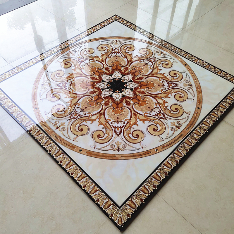 客厅拼花地砖800x800 玄关微晶石拼花瓷砖饭厅入户玄关地花拼图砖