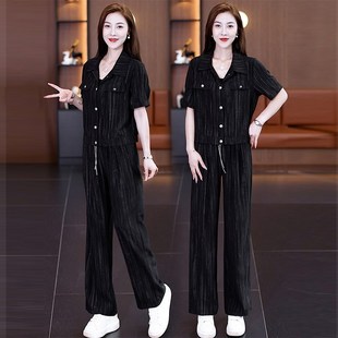 气质个性时髦雪纺套装女休闲运动风2025夏季薄款T炸街高级感两件