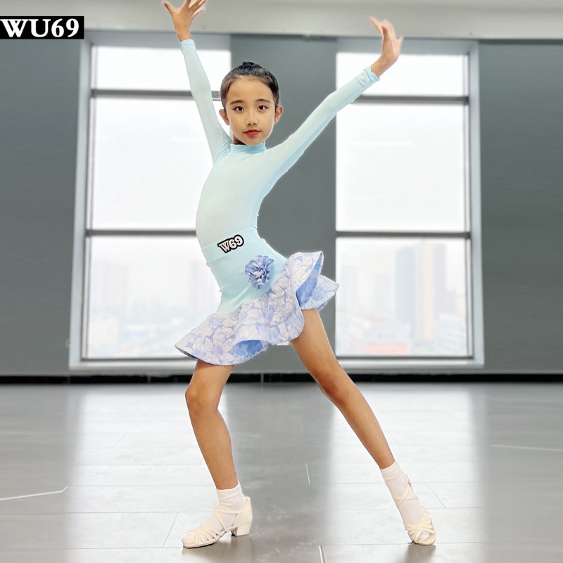 高级儿童拉丁舞练功服女舞蹈表演服装秋冬少儿拉丁舞服女新款
