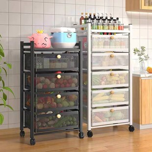 厨房置物架抽屉式小推车收纳落地多层多功能可移动客厅省空间