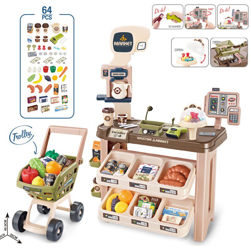 儿童冰淇淋机雪糕机糖果甜品屋便利店超市购物收银台玩具套装女孩