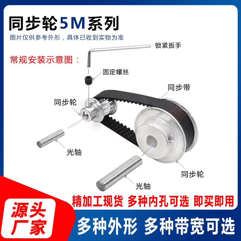 现货5M72齿同步轮精加工内孔可选同步带轮槽16/21/27带台阶B/K型