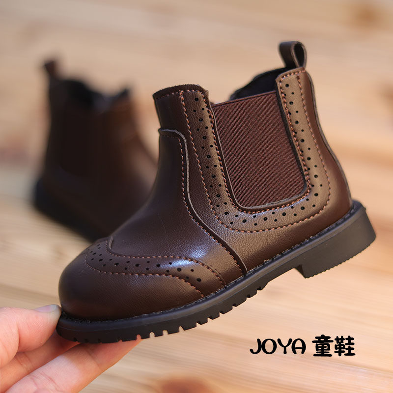 男童马丁靴2024春季新款中小童皮鞋黑色帅气洋气炸街英伦风短靴子