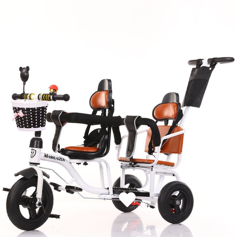 儿童双人三轮车双座二胎脚踏手推车宝宝婴儿幼儿大号1-7岁手推车6