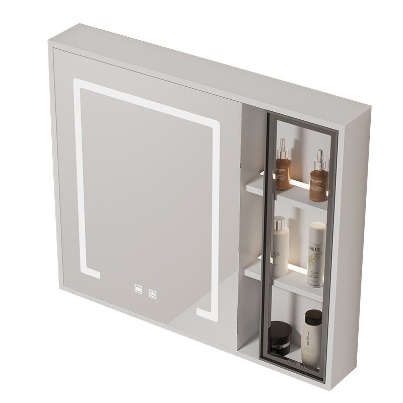 现代简约白色小户型防水实木浴室智能镜柜阳台卫生间镜箱浴室镜