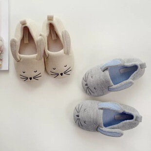 宝宝拖鞋秋冬1-3岁防滑婴幼儿男女小童彩棉布防滑薄款包跟棉拖鞋