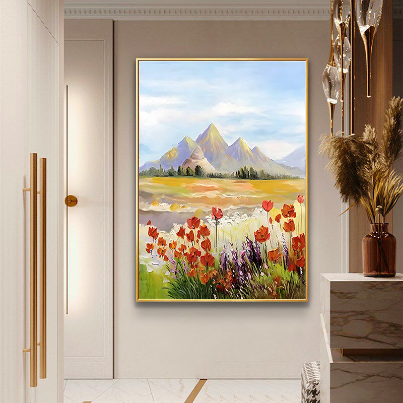 田园风景入户玄关挂画正对门客厅玄幻装饰画现代简约走廊过道壁画