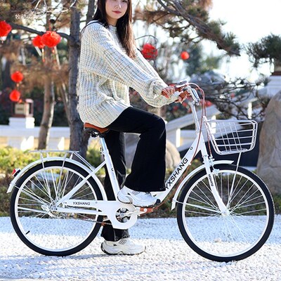 自行车成人女士轻便上班代步通勤男24寸26寸实心胎大学生校园单车