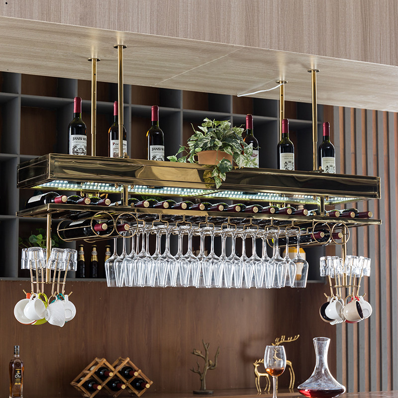 吧台红酒架挂架红酒杯架倒挂家A用不锈钢酒杯架悬挂葡萄酒架置物