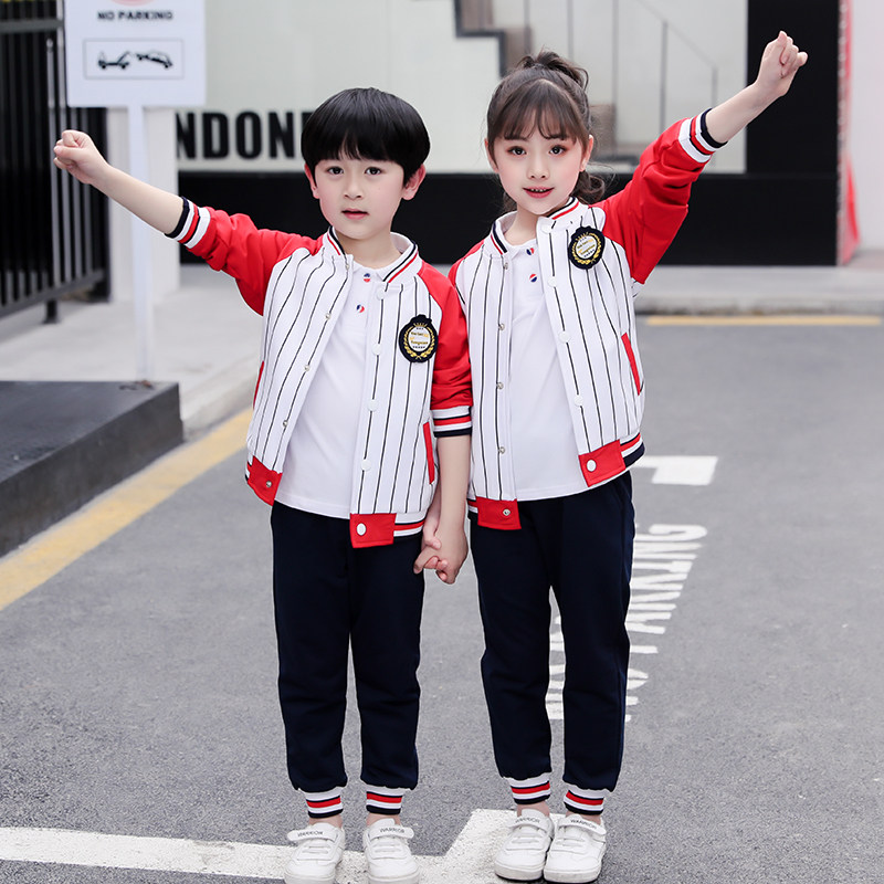 英伦学院风校服小学生班服春秋夏装四件套新条纹棒球服幼儿园园服