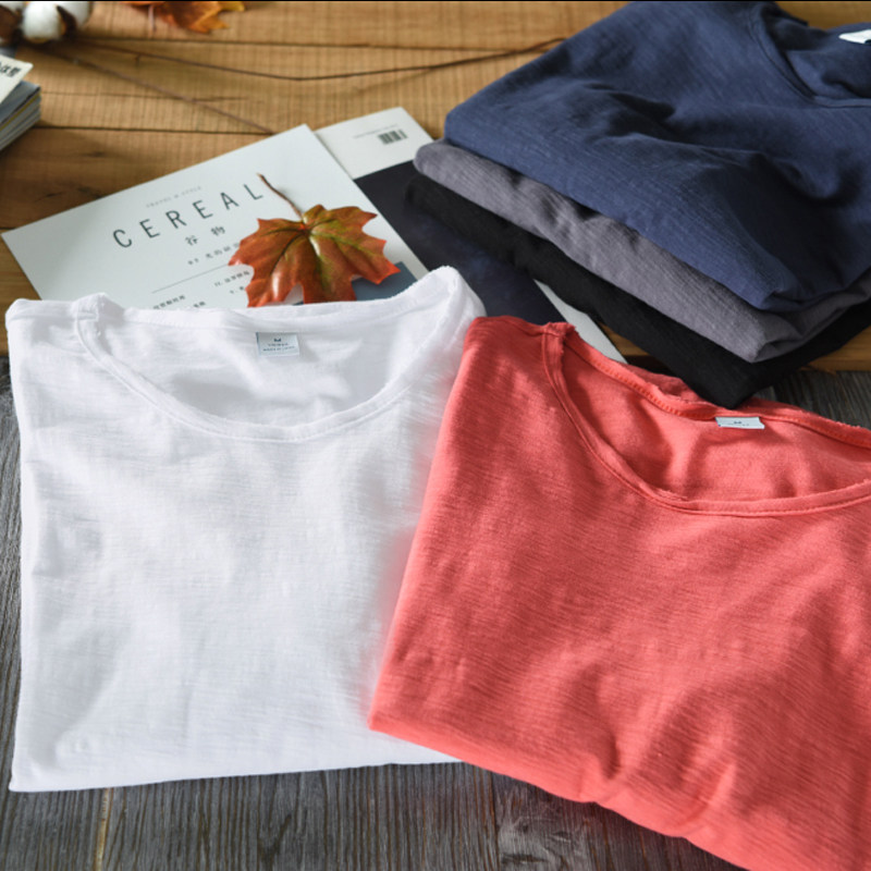 竹节棉t恤长袖薄款夏季超薄男士打底衫内搭潮流宽松大码体恤