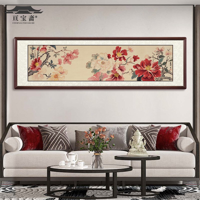 纯手绘牡丹花国画挂画花开富贵卧室客厅床头装饰工笔挂画繁花似锦图片