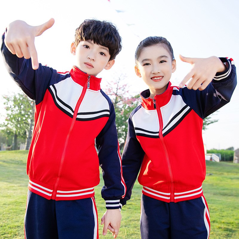 校服套装小学生春秋款三件套秋季红色儿童班服幼儿园园服春秋装
