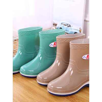 防桶鞋女防款雨水滑鞋时尚筒成短士人雨水低筒胶鞋鞋女加绒靴套鞋