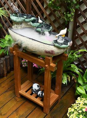 庭院小水景布置阳台摆件流水户外鱼池造景室外循环水鱼缸水系景观