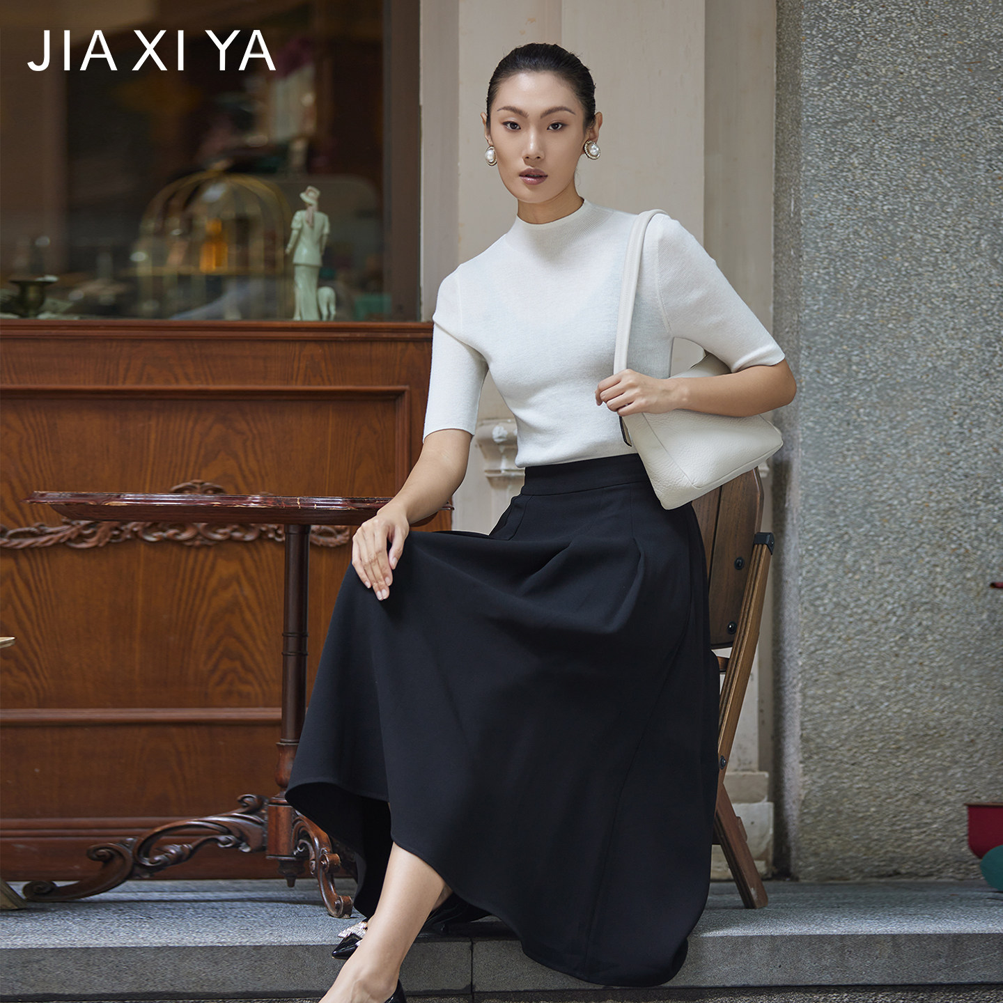 羊毛半身裙女2025秋冬新款高级感百褶裙显瘦中长款a字裙