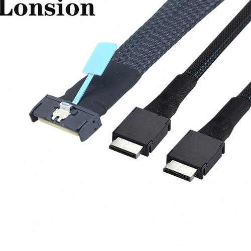 Gen5 MCI0 8X 8I 74P转2个Oculink SFF-8611 4I服务器速连接线