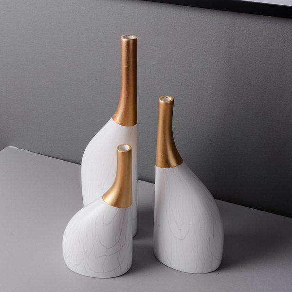 轻奢金边小口家居陶瓷花饰品客厅酒柜细口插花器大理石纹摆件,家居饰品,花瓶,淘宝优惠券,粉丝福利购,淘宝优惠卷