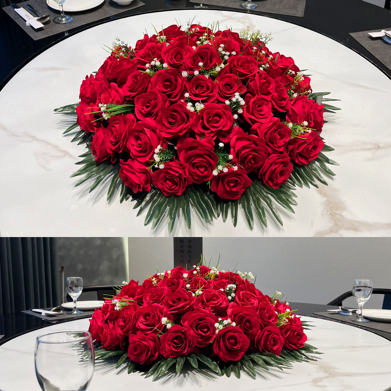 酒店大圆桌中间摆花仿真花餐桌花艺宴会厅桌花假花装饰花摆件花束,家居饰品,仿真花/假花,淘宝优惠券,粉丝福利购,淘宝优惠卷