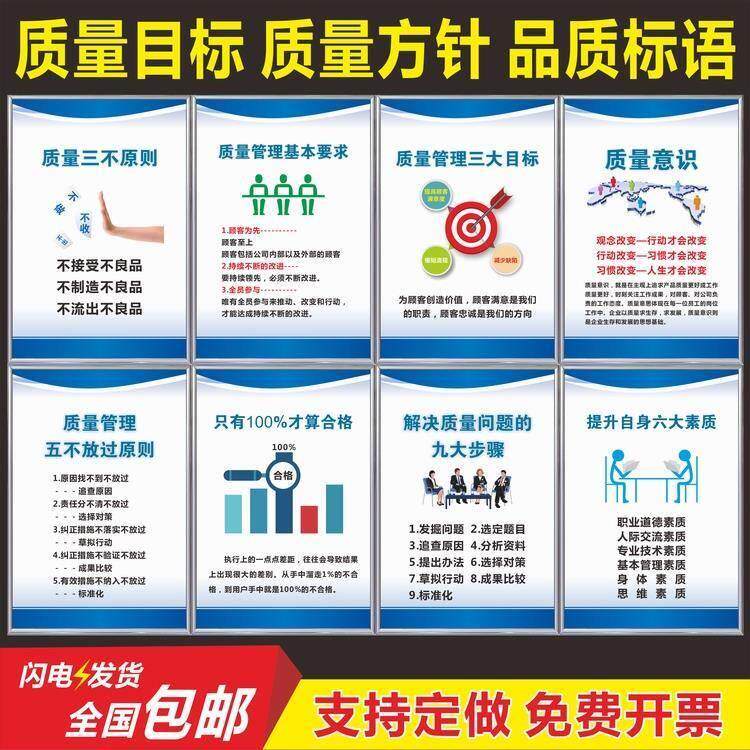 质量方针目标品质管理标语挂图企业工厂车间公司文化宣传pvckt板