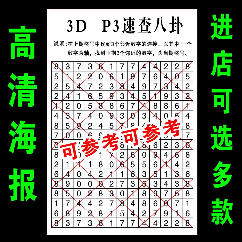 福彩彩票店投注站用品走势图3D玩法介绍速查表和值表p3速查八卦图
