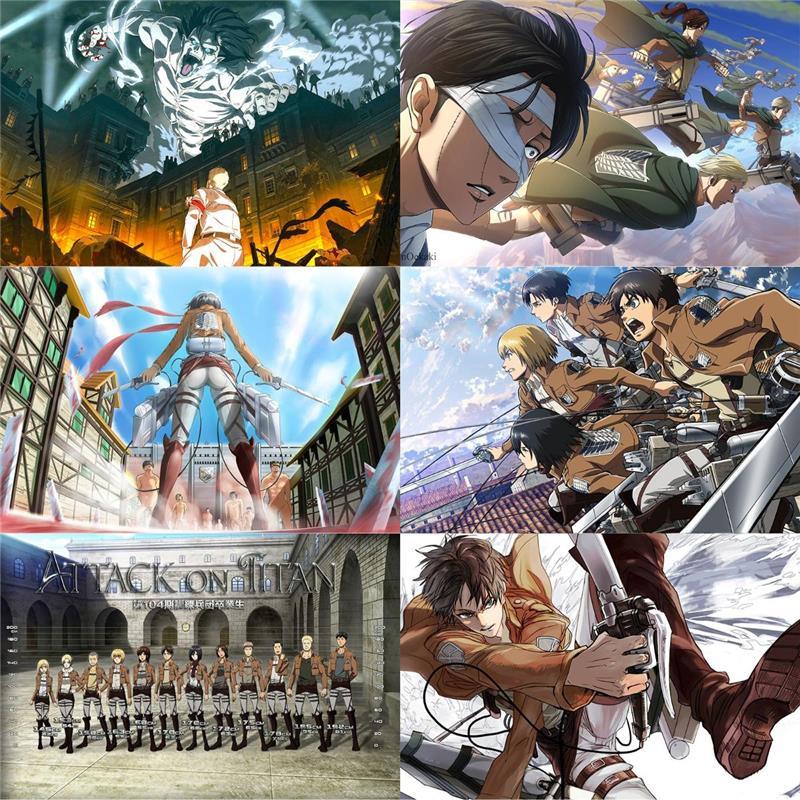 进击的巨人动漫海报纸墙贴画 三笠利威尔学生宿舍卧室装饰定制