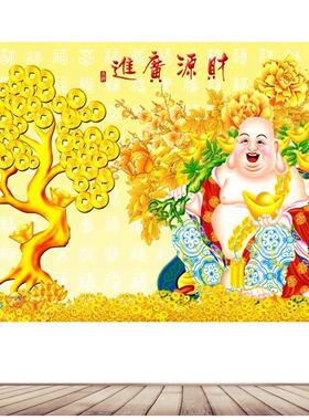 发财树画黄色自然风景玄关入户金元宝墙贴自粘客厅装饰画摇钱树画