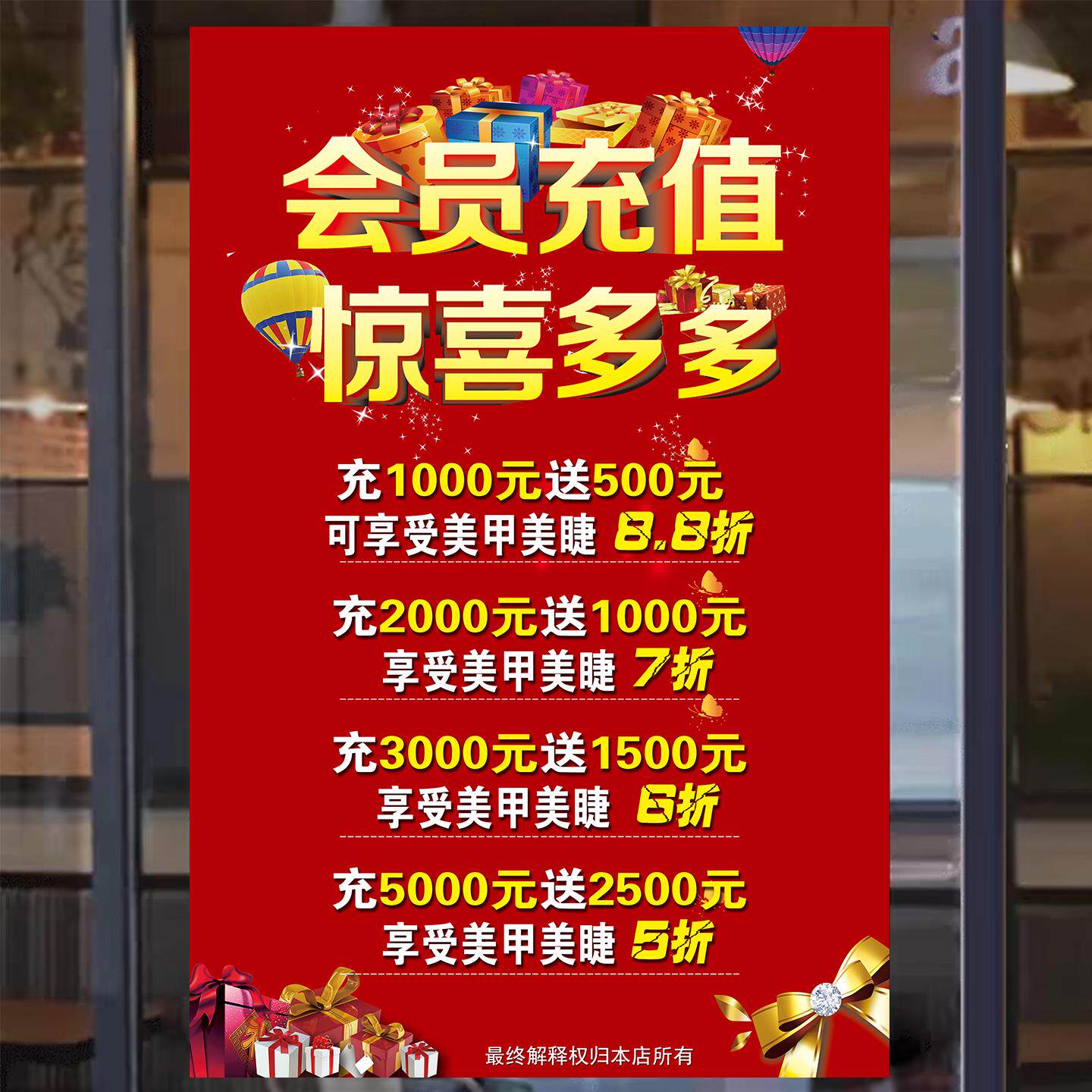 VIP会员充值卡价目表海报定制美甲店美容院会员招募活动广告海报