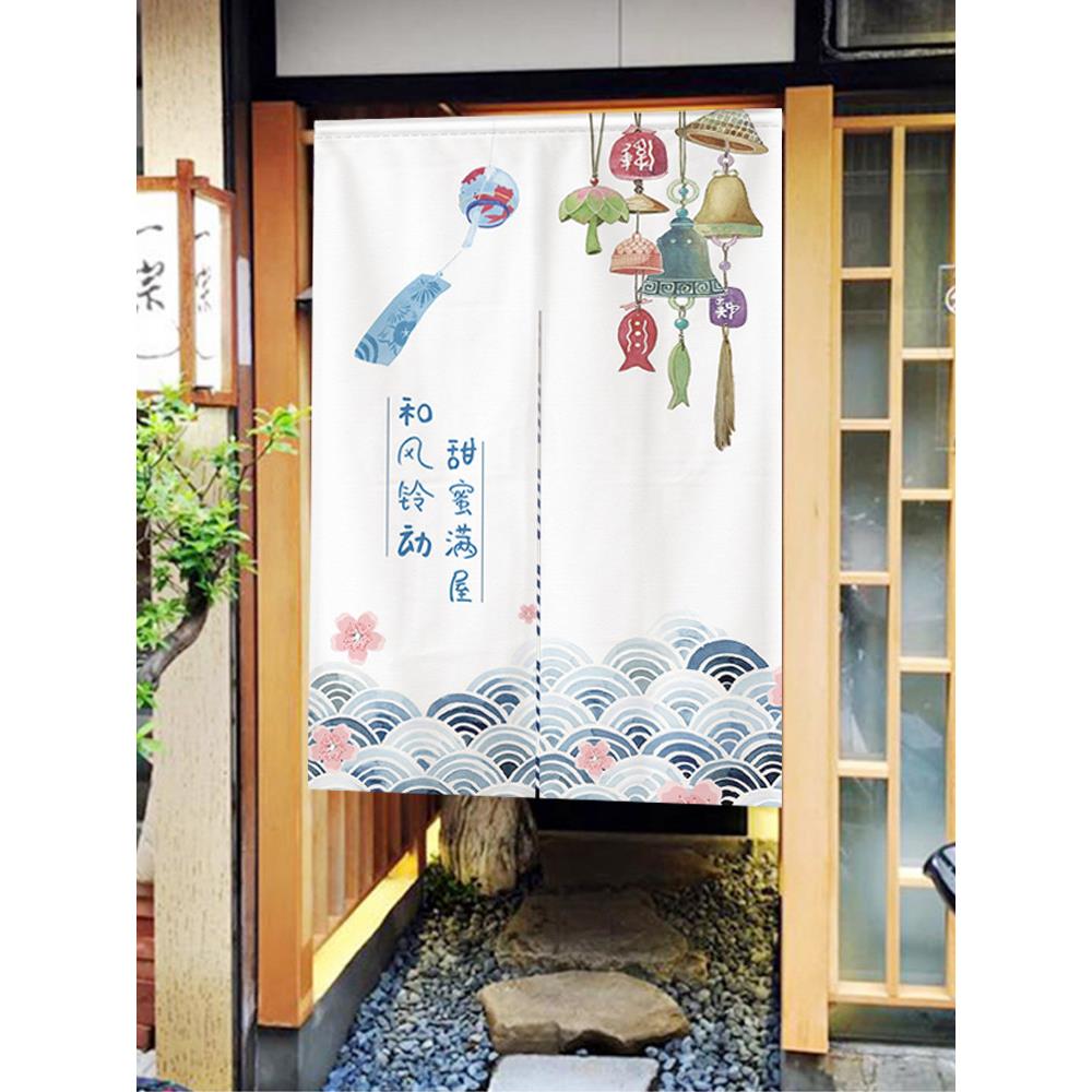 日式门帘半帘免打孔隔断帘厨房商用短帘日式棉麻挂帘入口装饰窗帘