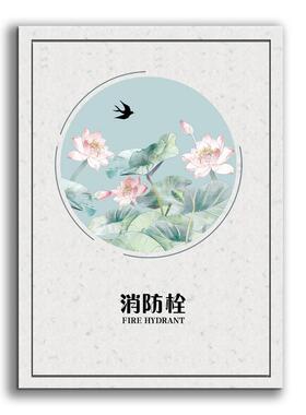 遮挡简约现代消防栓装饰贴纸风景人物画自粘贴画墙贴防墙贴水K119