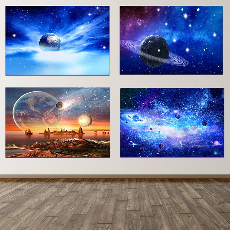 简约星空海报天空星系宇宙贴画卧室装饰画贴自粘防水相纸贴墙挂画