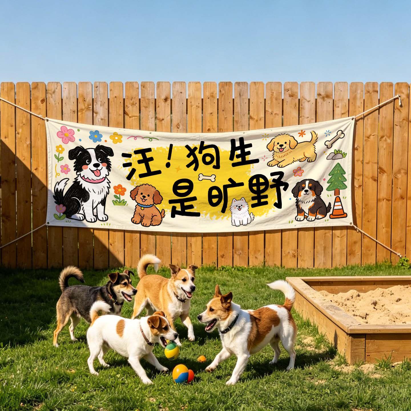 漫迹原创宠物基地游乐园活动装饰布置横幅网红拍照打卡创意背景布
