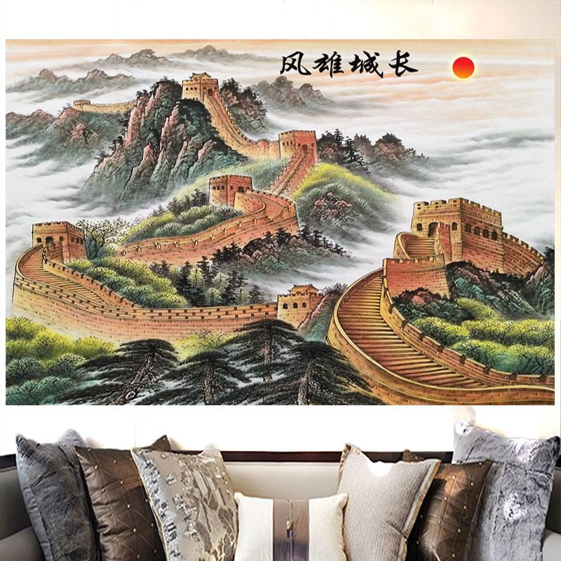 万里长城画长城雄风靠山图国画风景背景墙客厅办公室招财自贴贴画