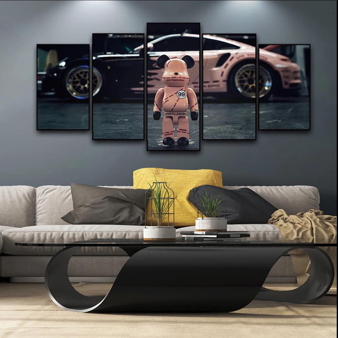 3D效果潮牌五联超跑车客厅沙发背景墙卧室壁画 画自粘画 画