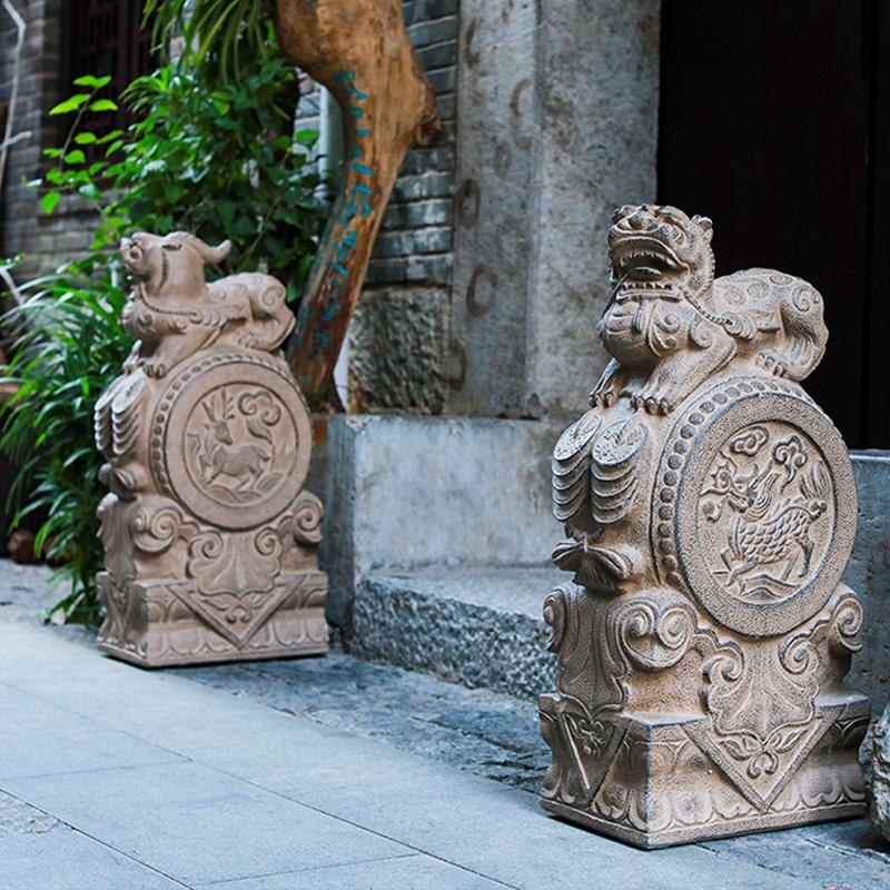 家用别墅庭院装饰摆件招财镇宅貔貅麒麟仿石门墩抱鼓石门口工艺品