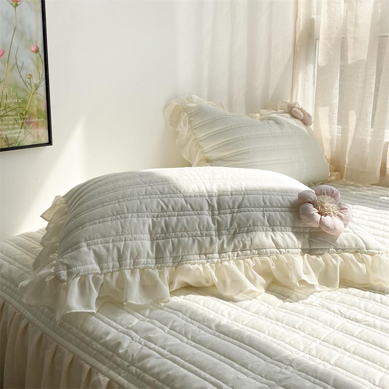 丝贤 花儿朵朵浪漫床裙|全棉水洗棉加棉床盖三件套厚床单四季