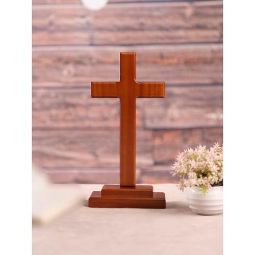 橡木色实木十字架摆件 教会用品 家用摆件装饰物品 小礼物品
