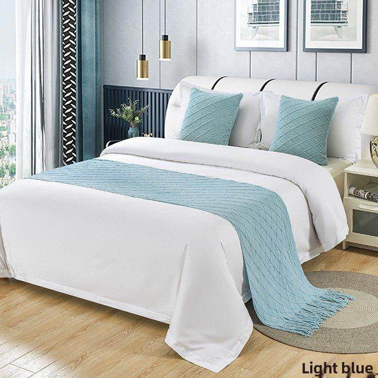 斯堪的纳维亚纯色床旗酒店B&B多功能床上毛巾休闲装饰毯奶油风格,床上用品,床盖,淘宝优惠券,粉丝福利购,淘宝优惠卷