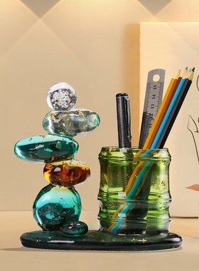 时来运转笔筒摆件客厅玄关酒柜装饰品办公室桌乔迁新居送朋友礼品