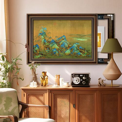 千里江山图电表箱挂画免打孔中古风配电箱装饰画遮挡电闸盒中式