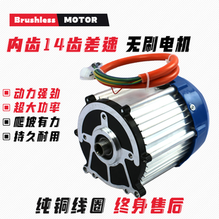 电动三轮车电机48V60V金彭专用电动车纯铜马达14齿直流无刷差速