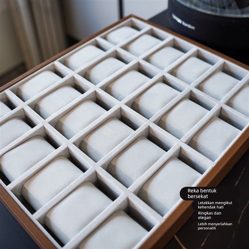 便携黑胡桃木纹24位手表收纳盘高档手表看货陈列展示盘收纳展示架