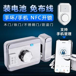 出租屋电子感应门锁家用防盗铁门免布线 线刷卡电控锁门禁一体锁