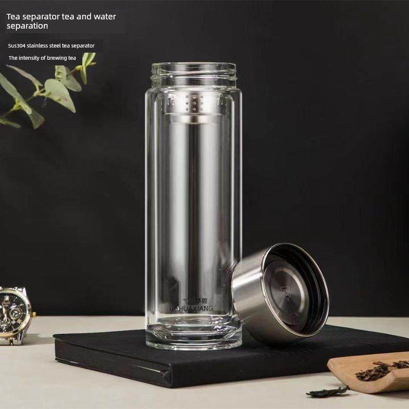 华翔双层高硼硅玻璃男士茶杯夏季便携式高硼硅简易杯业务保温,餐饮具,玻璃杯,淘宝优惠券,粉丝福利购,淘宝优惠卷