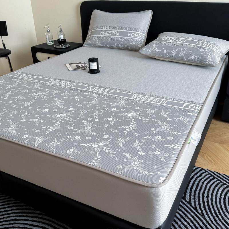 2025新款A类母婴级提花冰丝凉席三件套夏季可机洗软席子床单笠款,床上用品,冰丝席,淘宝优惠券,粉丝福利购,淘宝优惠卷