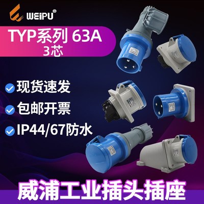 WEIPU威浦3芯63A工业插头插座TYP641 671 571 541 2902防水连接器