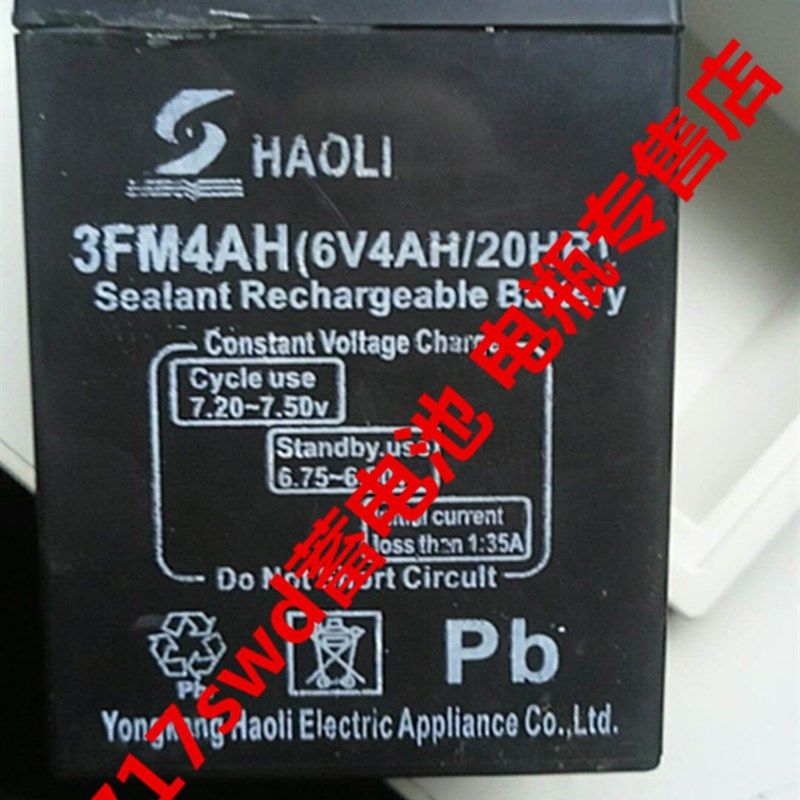 HAOLI蓄电池 3FM4AH 6V4AH/20HR 玩具车 童车 电子称 电灯用电瓶,3C数码配件,USB多功能数码宝,淘宝优惠券,粉丝福利购,淘宝优惠卷