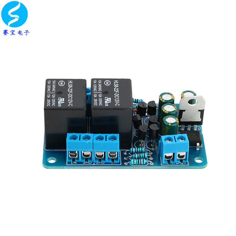 音箱喇叭保护板带双继电器功放板开机延时直流保护单电源供电成品