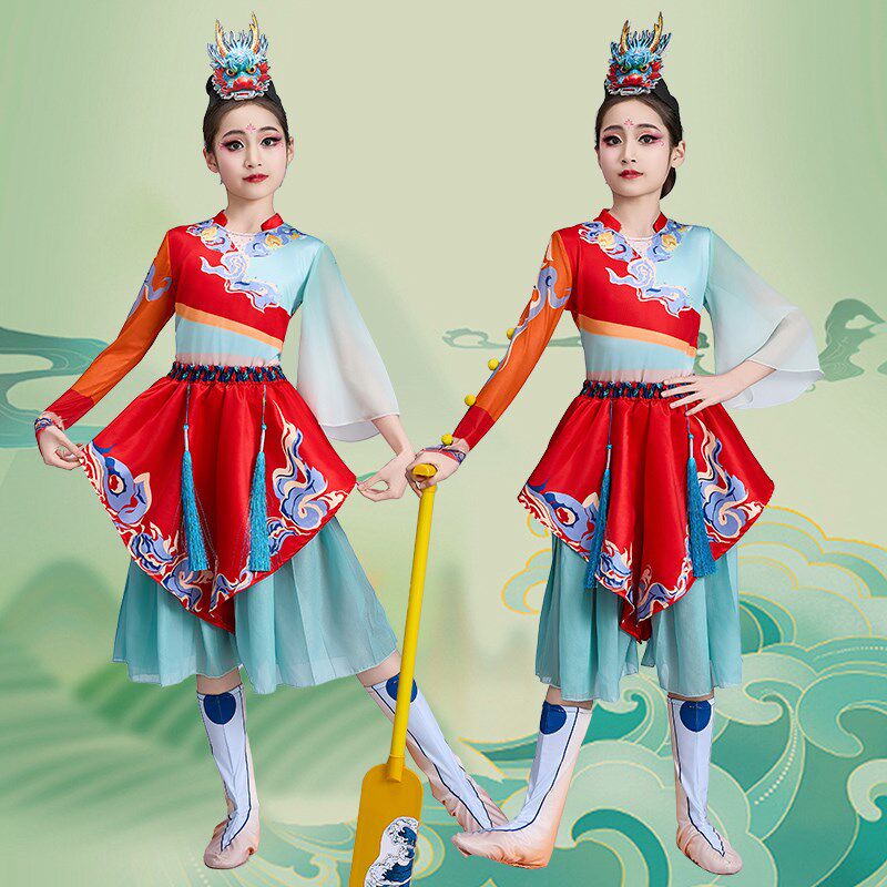 六一儿童节龙舟谣舞蹈演出少儿打腰鼓服装潮汕莺歌舞小荷风采表演
