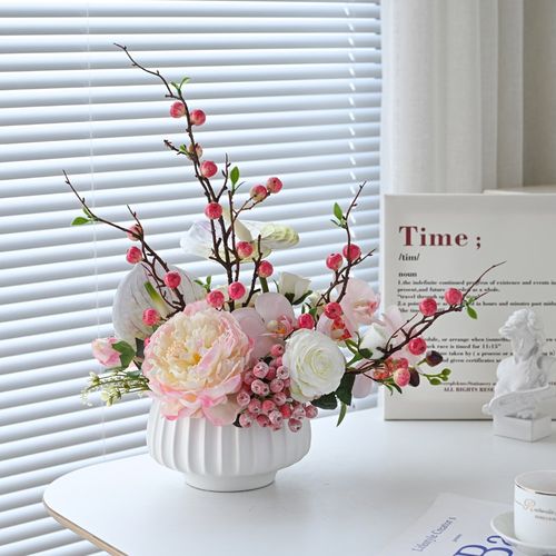 摆设客厅高端摆花牡丹花艺假花客厅摆件餐桌花装饰花卉仿真花高档